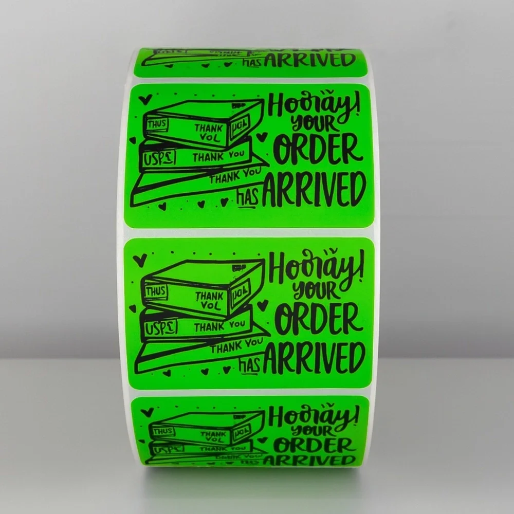 Hooray Your Order Has Arrived Stickers | Yellow Cute Packaging Labels